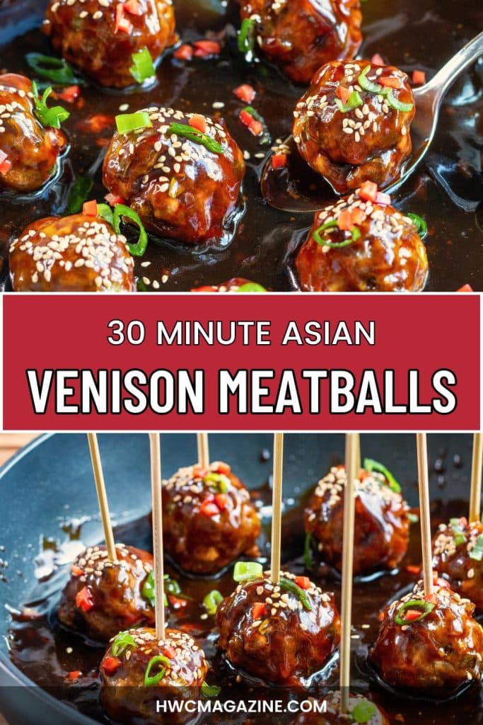 30 minute Asian venison meatballs in a sticky lightened up copycat Buffalo Wild Wings sauce.