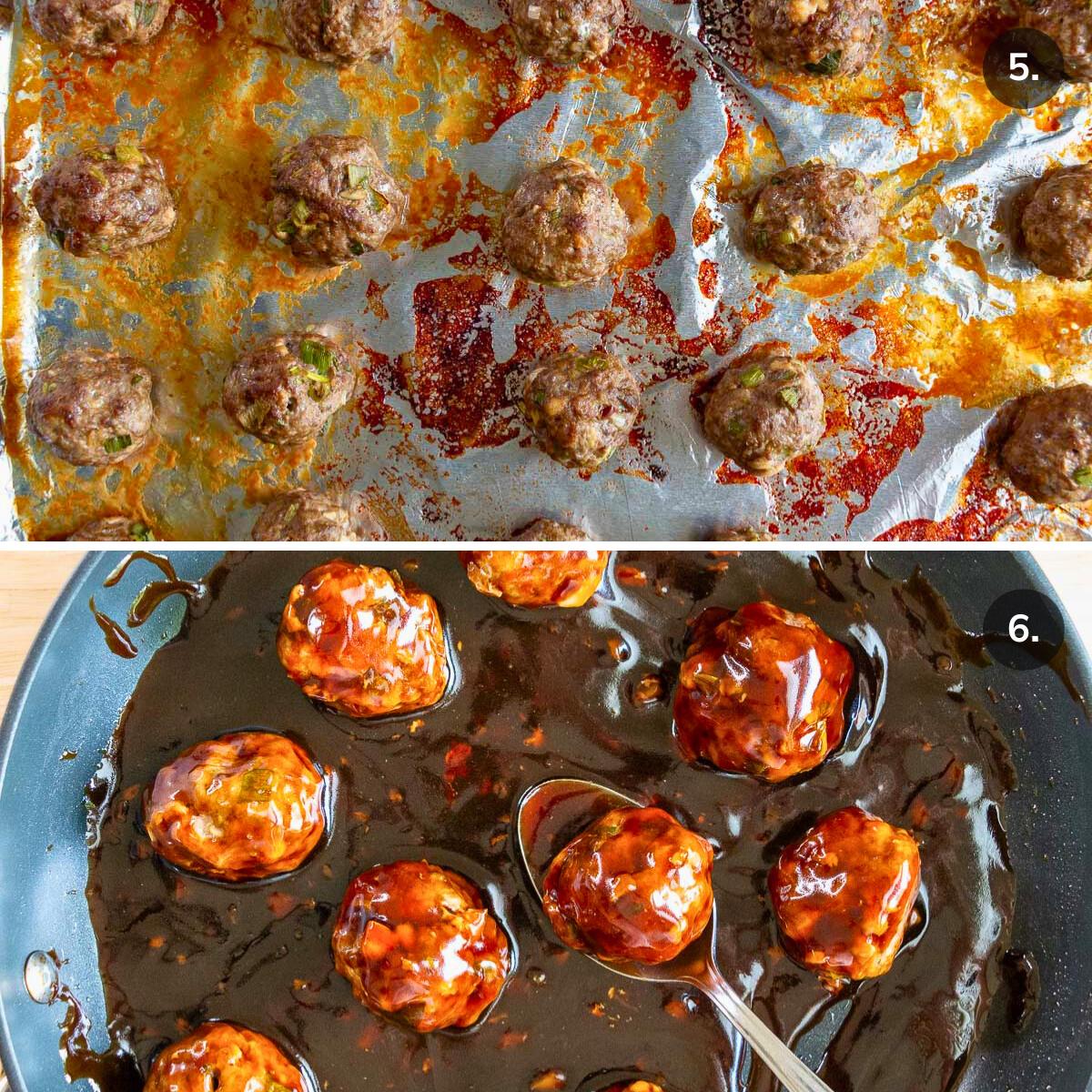 Baked Venison meatballs hot out of the oven and tossed in homemade Asian zing sauce. 