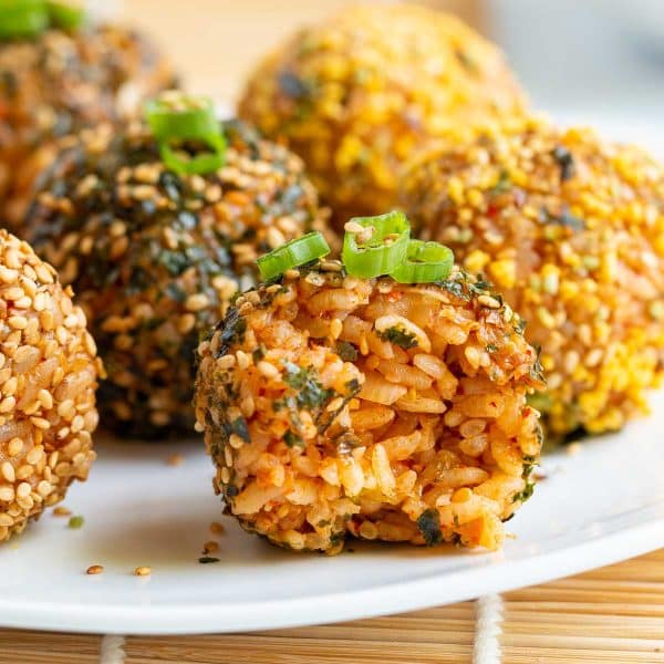 Kimchi Korean Rice Balls with Homemade Furikake Seasoning