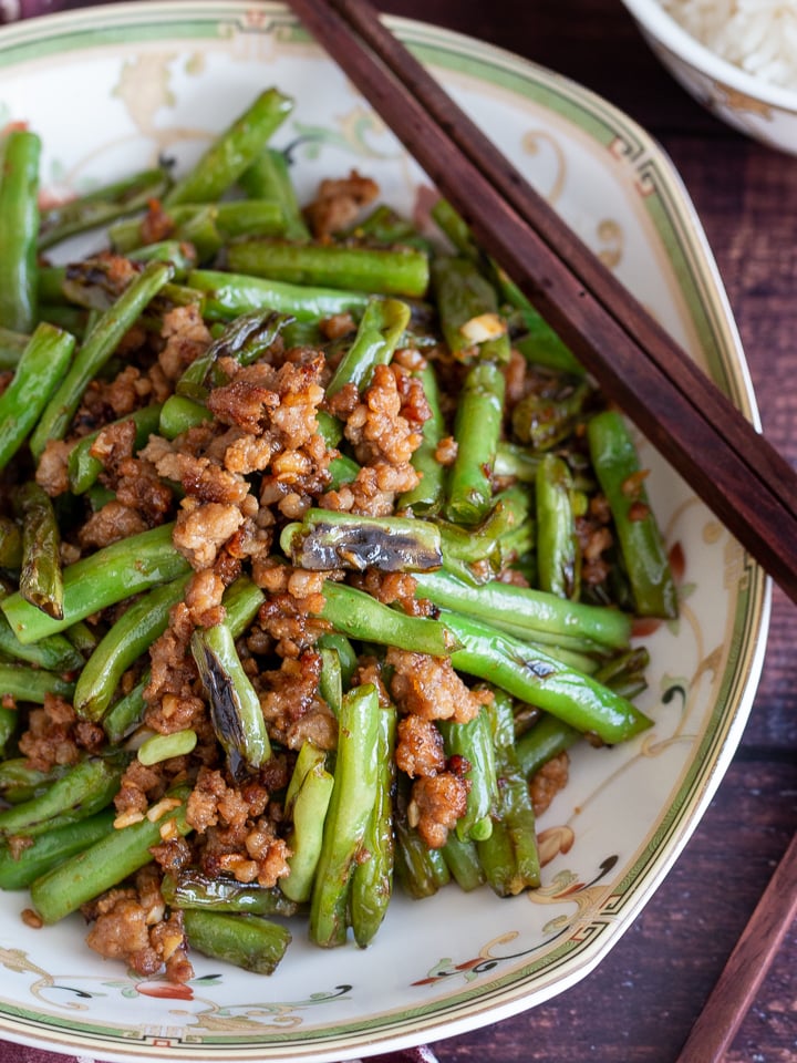 Garlic Pork and Dry Fried Green Beans - Healthy World Cuisine