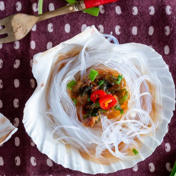 Asian Steamed Scallops With Garlic Vermicelli - Healthy World Cuisine