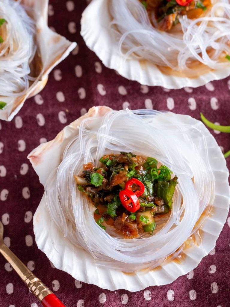 Asian Steamed Scallops With Garlic Vermicelli - Healthy World Cuisine