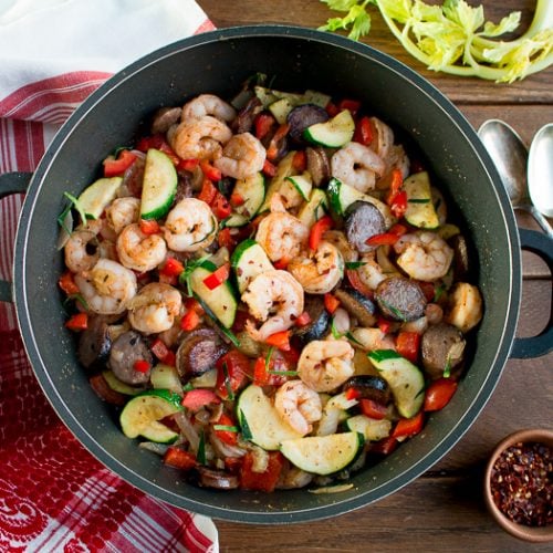 Low Carb Shrimp and Sausage Skillet/ https://www.hwcmagazine.com