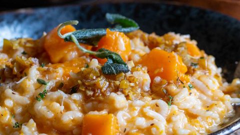 Chicken pumpkin risotto pressure outlet cooker