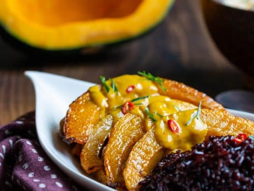 Air Fryer Kabocha Squash with Curried Sauce - Healthy World Cuisine